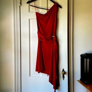 NWT Houston gorgeous red one shoulder dress XS